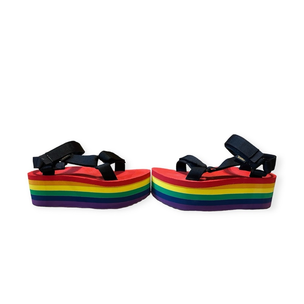 Teva Pride Multi Color Rainbow Platform Sandals Size 6